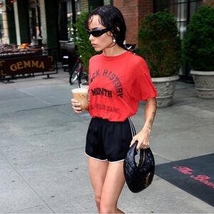 Zara Red Satin Athletic Shorts